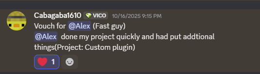 Discord vouch from Cabagaba1610